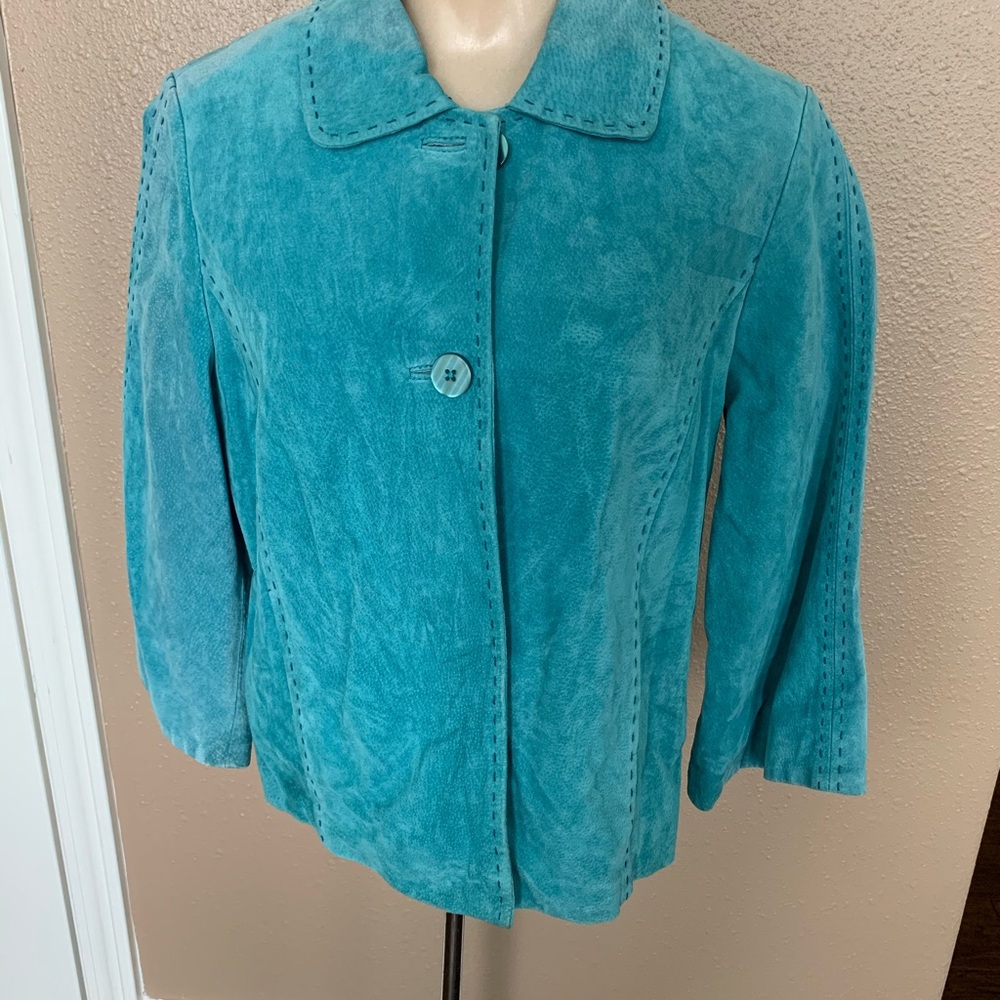 Goldwater Creek Turquoise Suede 3/4 sleeve jacket RODEO